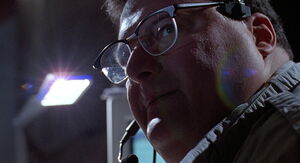 Nedry deciding that now is the time to steal the embryos after the Biosyn worker hung up due to the storm coming to Isla Nublar.