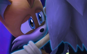 Nine hugging Sonic goodbye