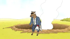 Principal Party Horse emerging from the crater.