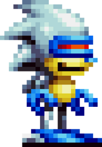 A version of Silver Sonic from Sonic Mania.