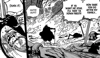 Garling is utterly defeated easily by Rocks D. Xebec without being able to put up much of a fight.