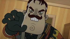 The Thing's butcher form in Trinity's nightmare in the second episode of Hello Neighbor: Welcome to Raven Brooks.