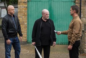 Phil has his argument with Grant interrupted by Jack when the latter informs the Mitchell Brothers about Ben's kidnapped location.