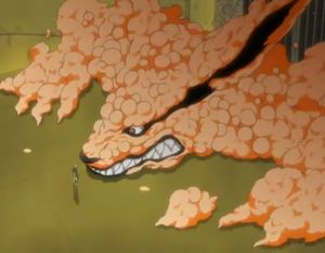 Kurama trying to tempt Naruto into accepting its power.