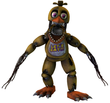 205046 - safe, artist:bootsdotexe, withered chica (fnaf), animatronic,  bird, chicken, fictional species, galliform, robot, five nights at  freddy's, 2017, bib, eyelashes, female, looking at you, purple eyes,  signature, simple background, solo, transparent