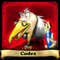 Codex's final character box, which notably displays his true villainous self.