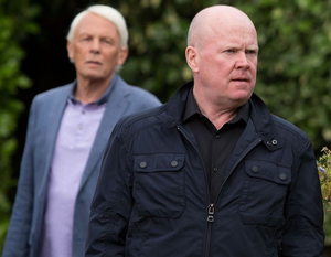 Phil Mitchell clashing with Kathy's nefarious spouse Gavin Sullivan.