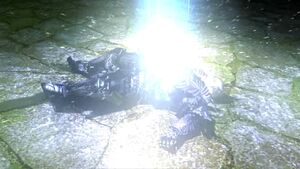 The power of Beliar and the Guardians of the Dead leaves Raven's body.