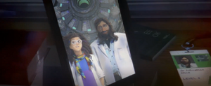 A photo of Olivia Octavius and a bearded Johnathan Ohnn.