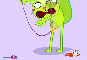 Nutty get his crotch burned by his yo-yo until he dies.