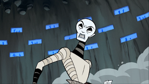 Asajj Ventress attempted to kill a wampa but before she could it was killed by a giant rock.