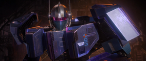 Darkwing getting angry after Orion insulted him and flip his anger off for unfairly firing Elita-1.