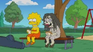 Lisa and Mopey Mary at the school yard, moments before Mary goes back inside the well.