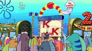 Mr. Krabs at the Krusty Krab 2 ceremony.