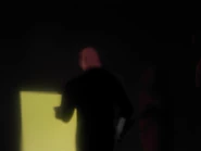 Ubu escaping with his master and the scroll