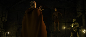 Dooku then pinned Anakin against the wall with the Force.