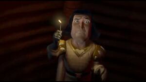 "Staying alive! Staying alive!" - Farquaad in Dragon's stomach in Shrek's Karaoke Dance Party.