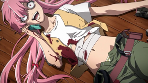 Yuno after stabbing herself.