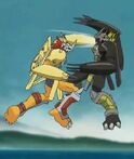 WarGreymon vs. his evil twin/doppelgänger, BlackWarGreymon