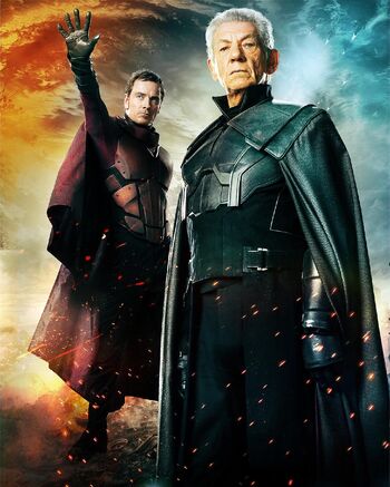 Magneto in youth (left) and aged (right)