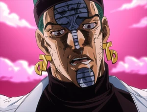 Terence admits defeat in his heart and loses against Jotaro.