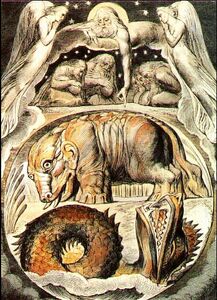 The Behemoth and the Leviathan, watercolour by William Blake from his Illustrations of the Book of Job.