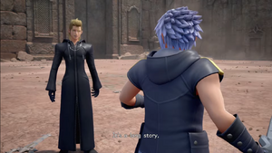 Demyx appearing to Riku in the Keyblade Graveyard.