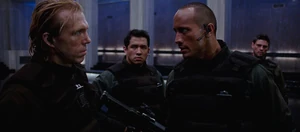 Sarge giving orders to his squad.