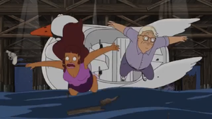 Being knocked off his boat.