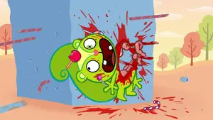 Nutty is ripped apart by vibrations from a jackhammer while stuck to a cement block with metal bars sticking out of it