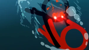 The Dark Lord losing to the Chosen One as he prepares his laser eyes.