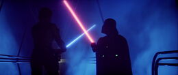 Vader dueling Luke Skywalker on Bespin.