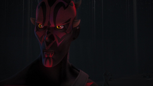 Ahsoka mockingly states to Maul that he would have to try and defeat Kanan first before getting a chance to challenge her.