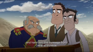 Torreblanca taken prisoner by the Insurgents, waiting to be shot after losing the battle and refusing to deliver the surrender letter to Viceroy Villegas.