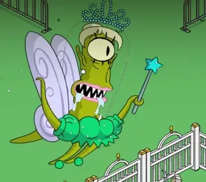 Kodos wearing a fairy costume in "The Simpsons: Tapped Out," which cements her femininity