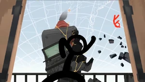 ... only to get punched by the Chosen One into the air.