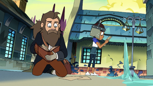 Philip is picking up his pages while Luz is picking up the other pages and looking at them.