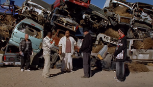 No-Doze joins Tuco and Gonzo in meeting up with Walter White and Jesse Pinkman in a drug meeting.