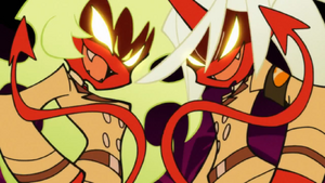 Scanty and Kneesocks's more sinister grin