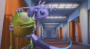 Randall: Where's the kid?! Mike: Kid? What kid? Randall angrily confronts Mike.