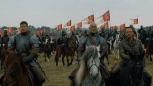 Randyll, with Dickon and Bronn, leading the Lannister army.