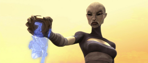 Ventress seized his communicator from him and crushed it with her bare hands.