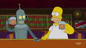 Bender and Homer Drink Beer