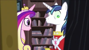 Queen Chrysalis controlling Shining Armor.