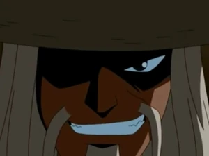Slade's evil grin in his disguise.