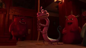 Randall reveals his true colors, when he releases the stuffed animals to make fun of Oozma Kappa, ending his friendship with Mike.