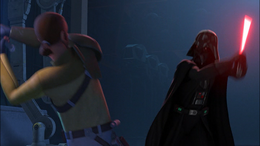 Vader about to strike Kanan.