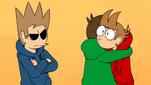 Edd hugging Tord.