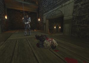 Raven's first defeat against the nameless hero.