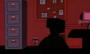 Smithers entering the officer personel at night and looking for Homer Simpson's document.